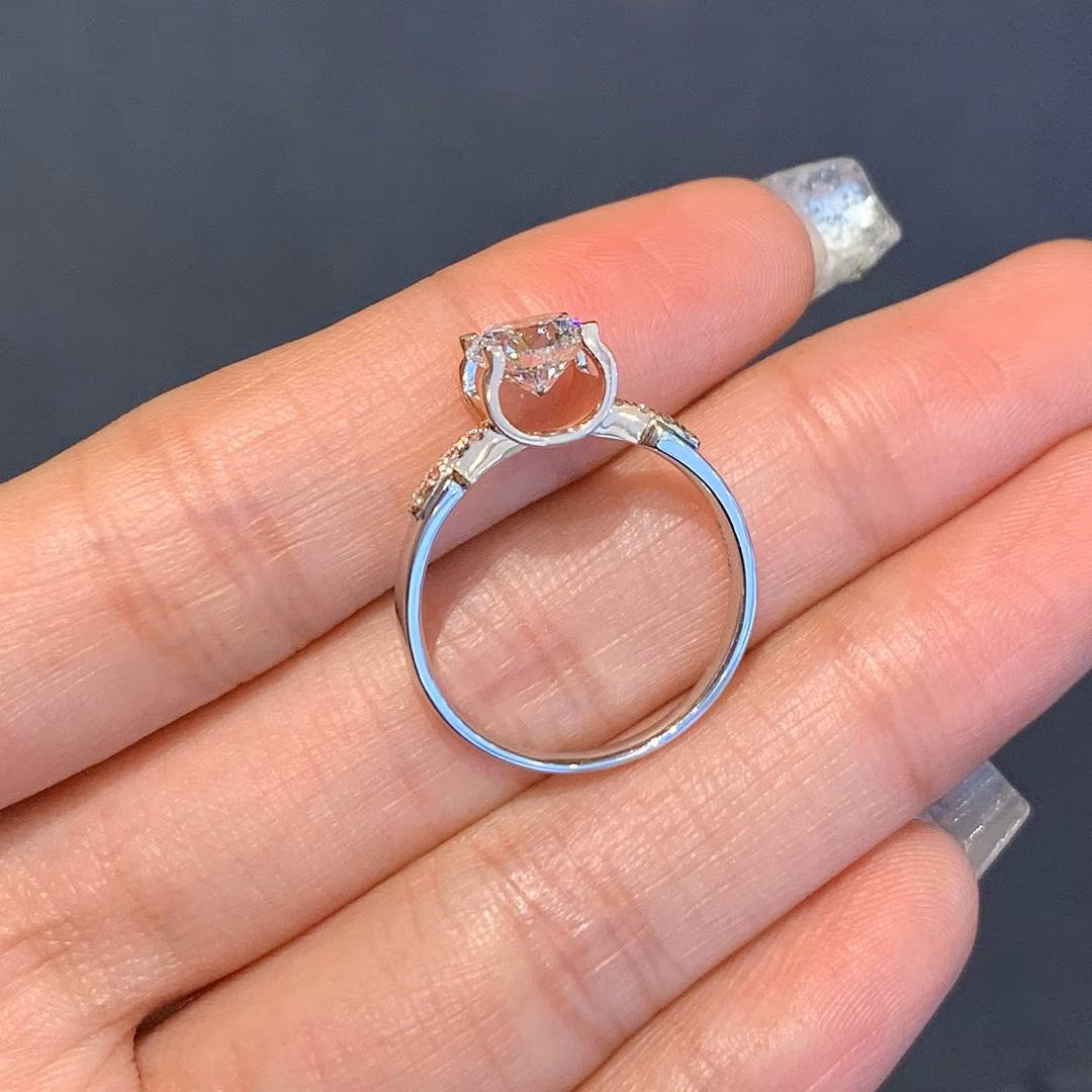 1.10tcw Round Diamond Ring | Two-Tone Engagement Ring | Ethical Lab Diamond