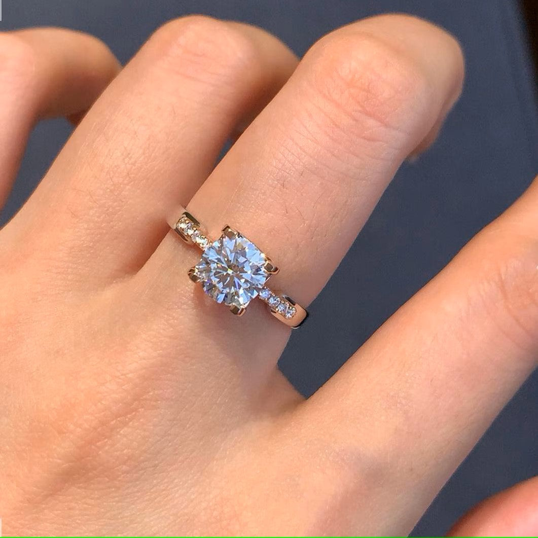 1.10tcw Round Diamond Ring | Two-Tone Engagement Ring | Ethical Lab Diamond