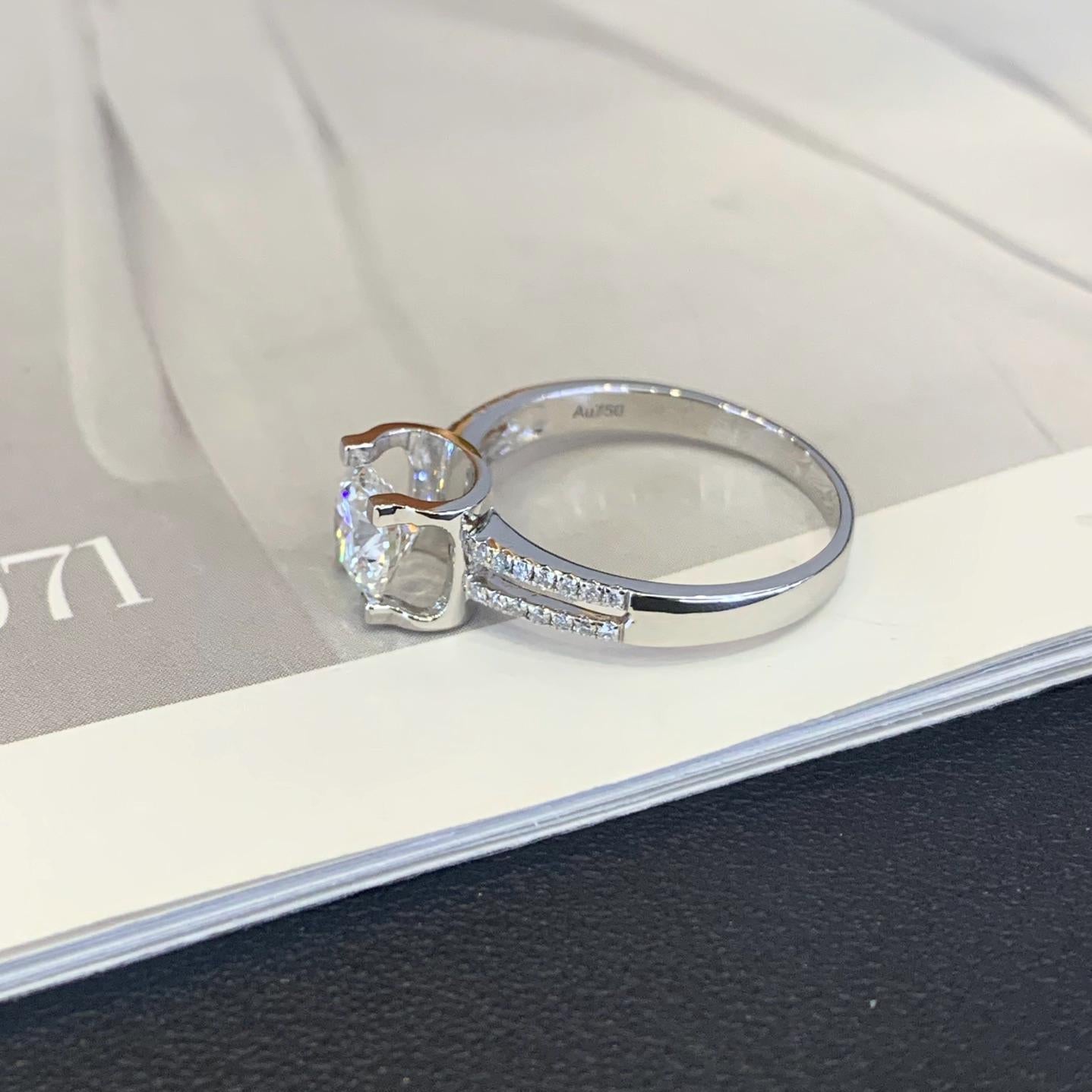 1.20ct Round Lab Grown Diamond Split Band Engagement Ring | IGI Certified | Modern Ethical Ring