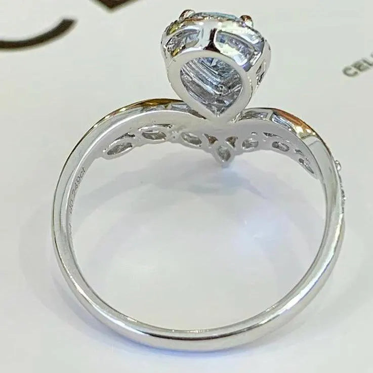 Fancy Pear 2.30tcw Lab Grown Diamond Halo With Unique Design Engagement Ring, VVS-VS Clarity - IGI Certified