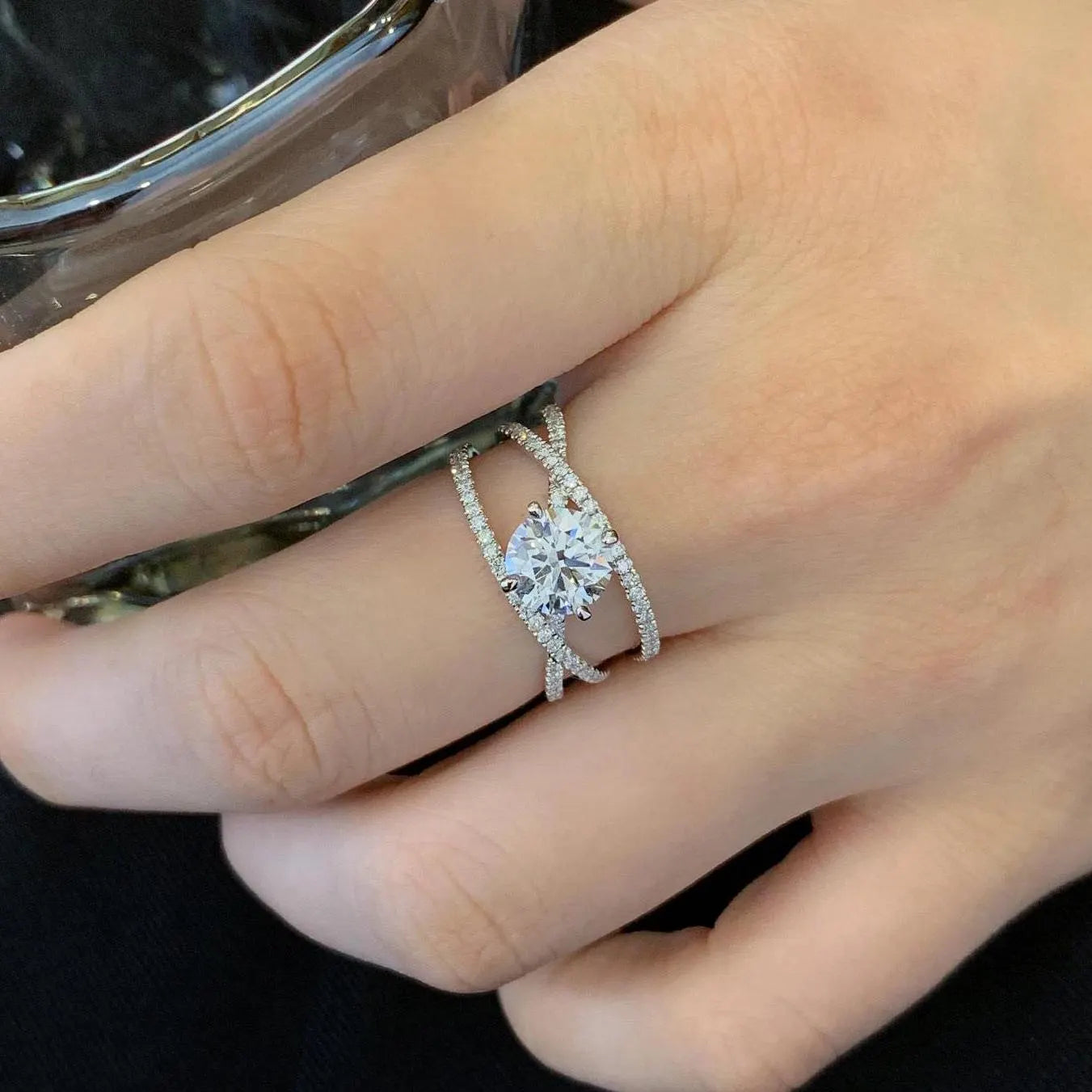 Round 2.00tcw Lab Diamond Triple Wave Band Ring | IGI Certified