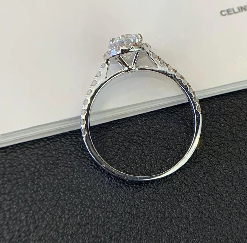 Oval 1.55tcw Lab Grown Diamond Engagement Ring | Halo & Pave | IGI Certified