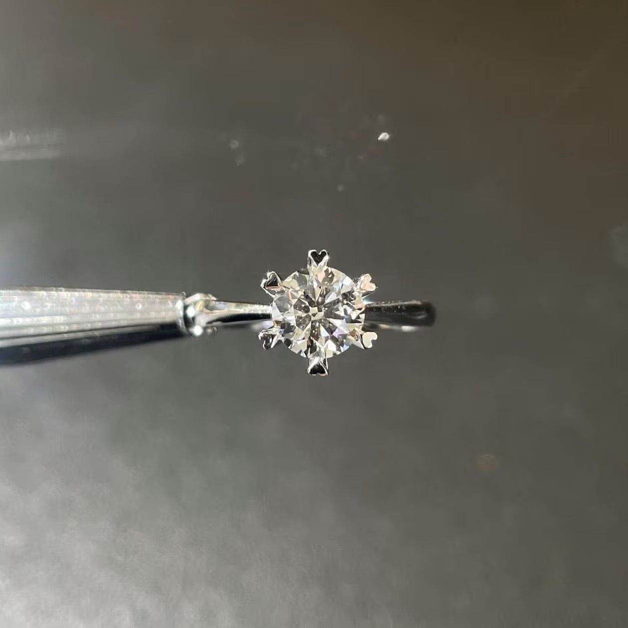 1.50ct Round Lab Grown Diamond Six Heart Claw Engagement Ring | IGI Certified | White Gold