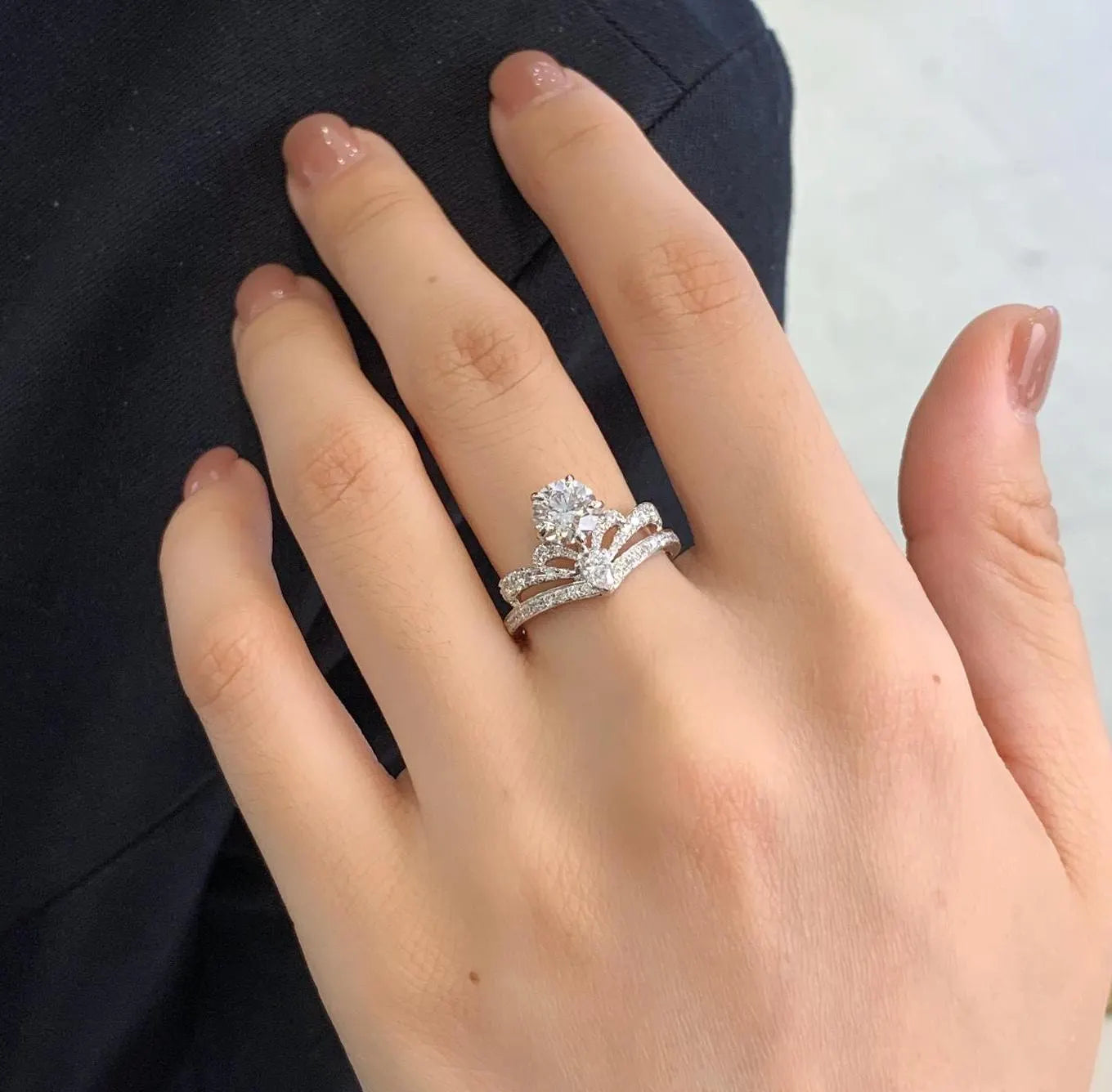 2.00tcw Round And Pear Lab Diamond Unique Engagement Ring | Eco-Friendly & Elegant