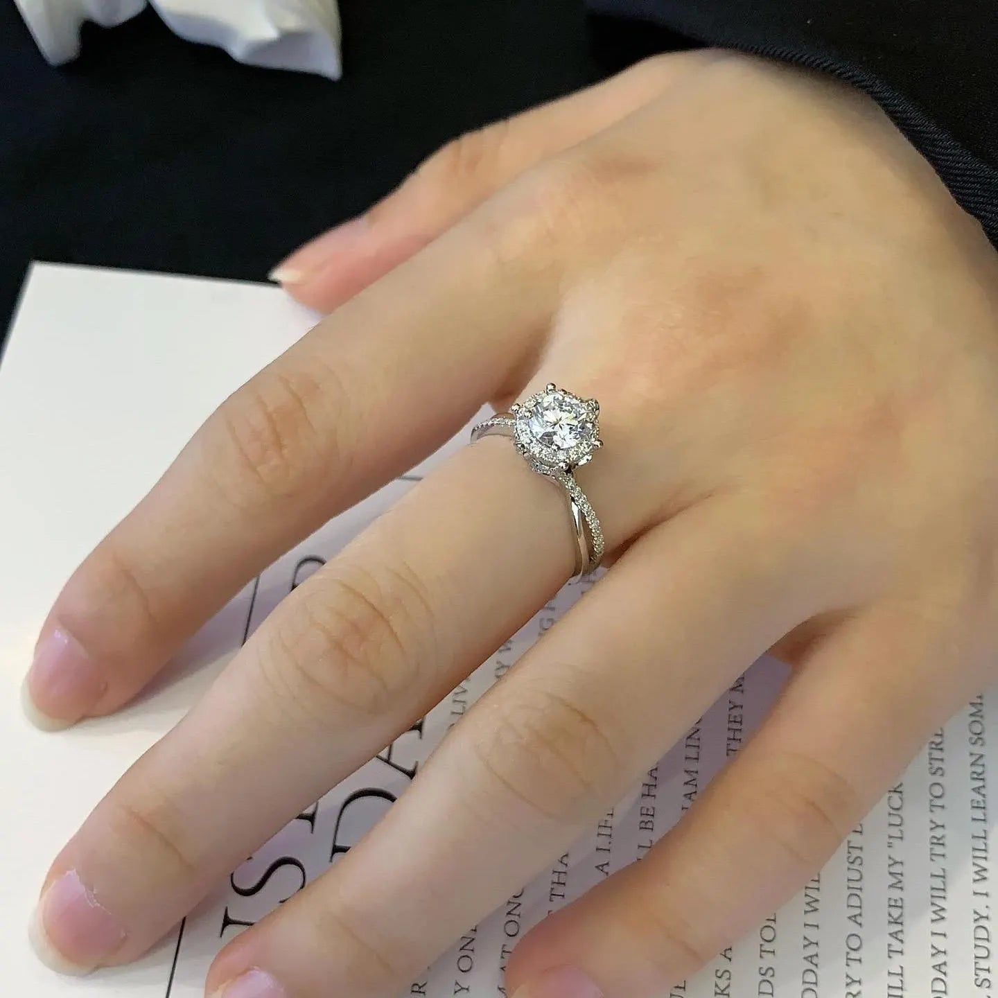 1.30tcw Lab Diamond Halo Ring | Round Cut | Hidden Halo | Split Band | IGI Certified | VVS–VS | White Gold Engagement Ring