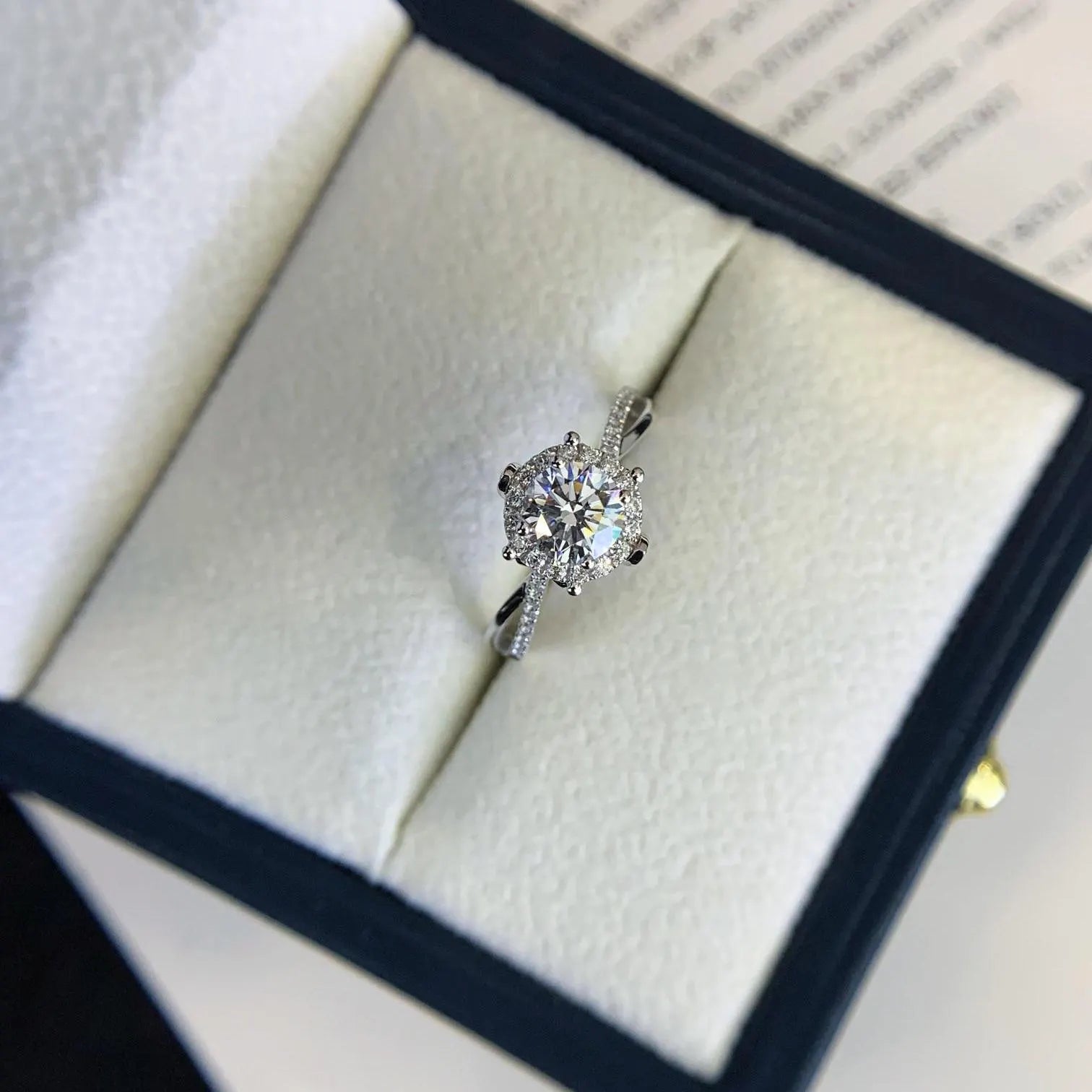 1.30tcw Lab Diamond Halo Ring | Round Cut | Hidden Halo | Split Band | IGI Certified | VVS–VS | White Gold Engagement Ring