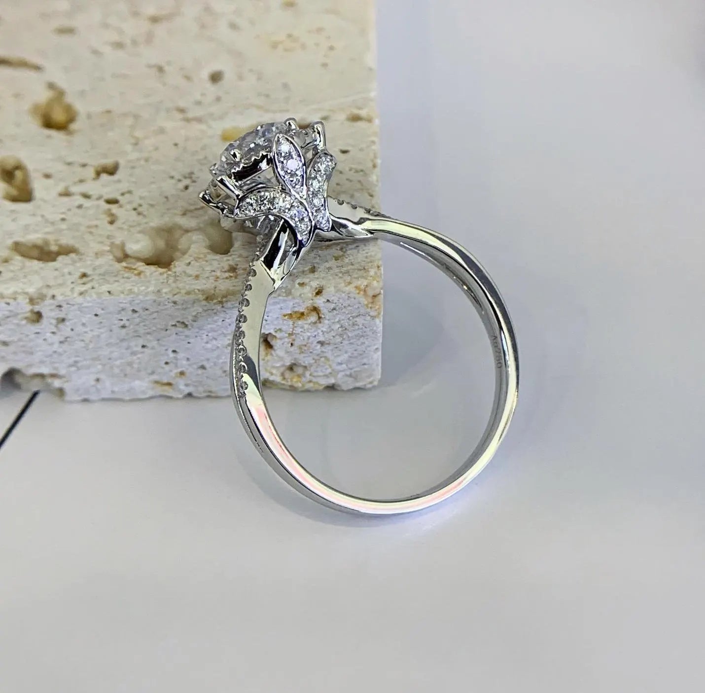 1.30tcw Lab Diamond Halo Ring | Round Cut | Hidden Halo | Split Band | IGI Certified | VVS–VS | White Gold Engagement Ring