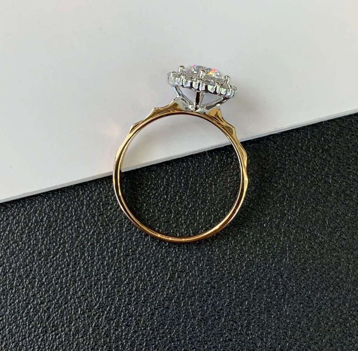 Round 1.60tcw Lab Diamond Halo Pave Engagement Ring | IGI Certified DEF VVS–VS | Yellow Gold
