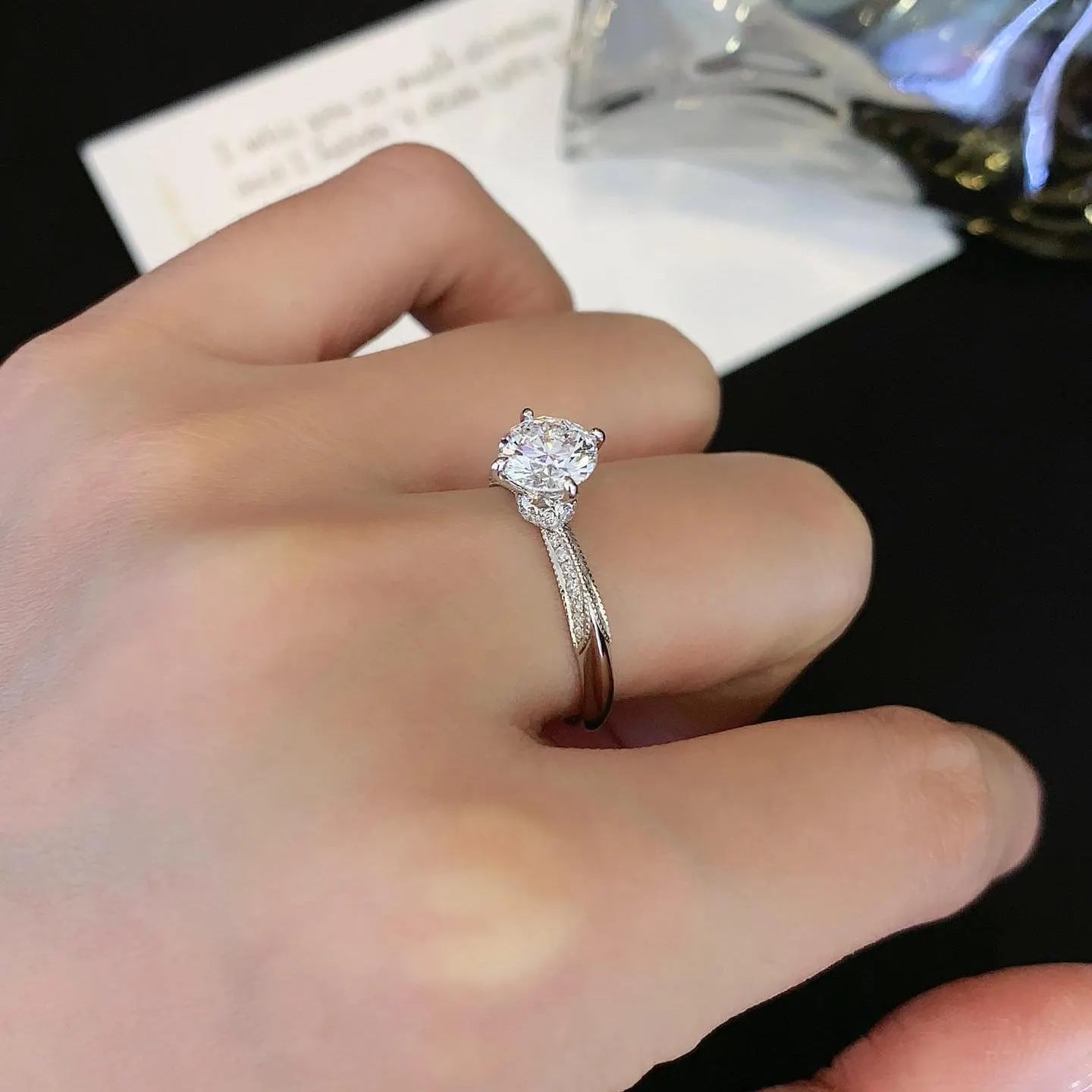 Round 1.20tcw Lab Diamond Ring | Hidden Halo & Pavé Setting | IGI Certified | White Gold