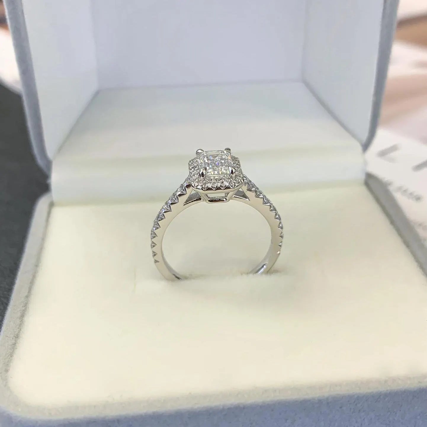 1.60tcw Emerald Lab Grown Diamond Engagement Ring | Halo & Pavé | IGI Certified | Custom Gold