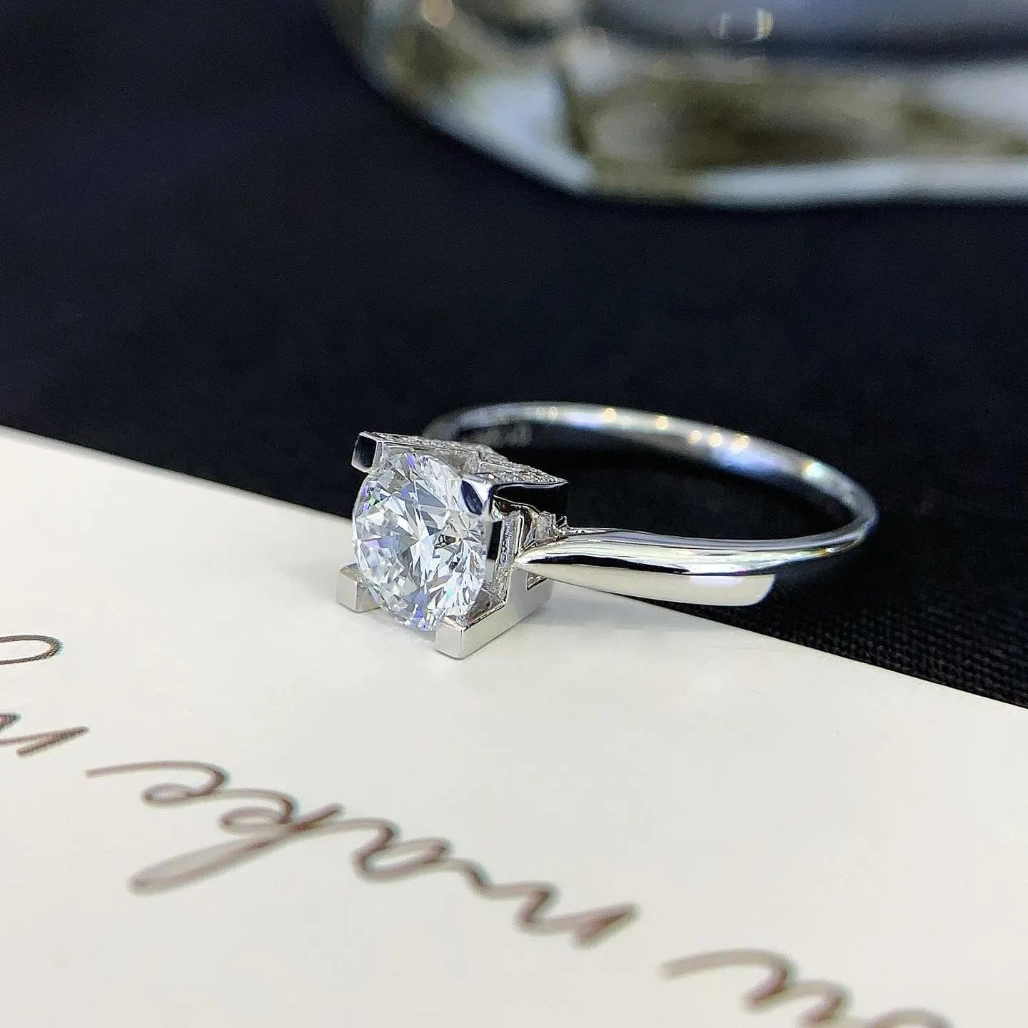 1.10tcw Round Lab Grown Diamond Pavé Solitaire Ring | 1ct Center | IGI Certified | Custom Gold