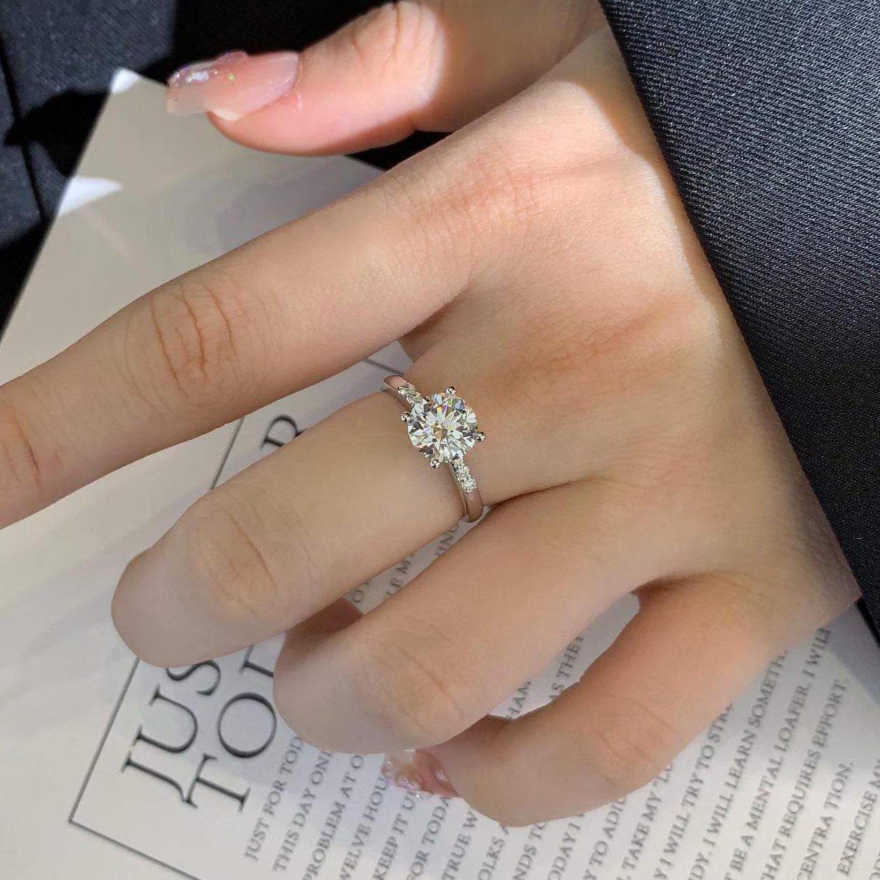 1.80tcw Round Lab Grown Diamond Solitaire Pavé Ring | 1.70ct Center | IGI Certified