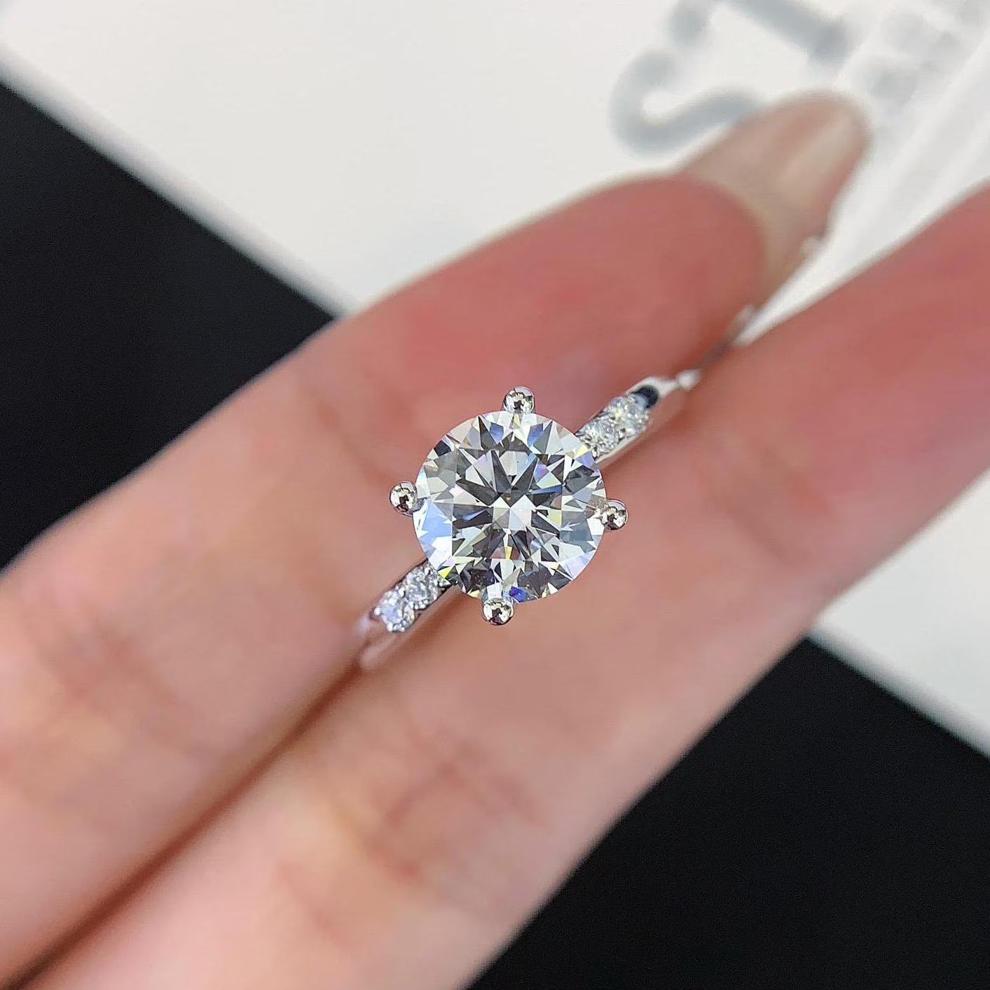 1.80tcw Round Lab Grown Diamond Solitaire Pavé Ring | 1.70ct Center | IGI Certified