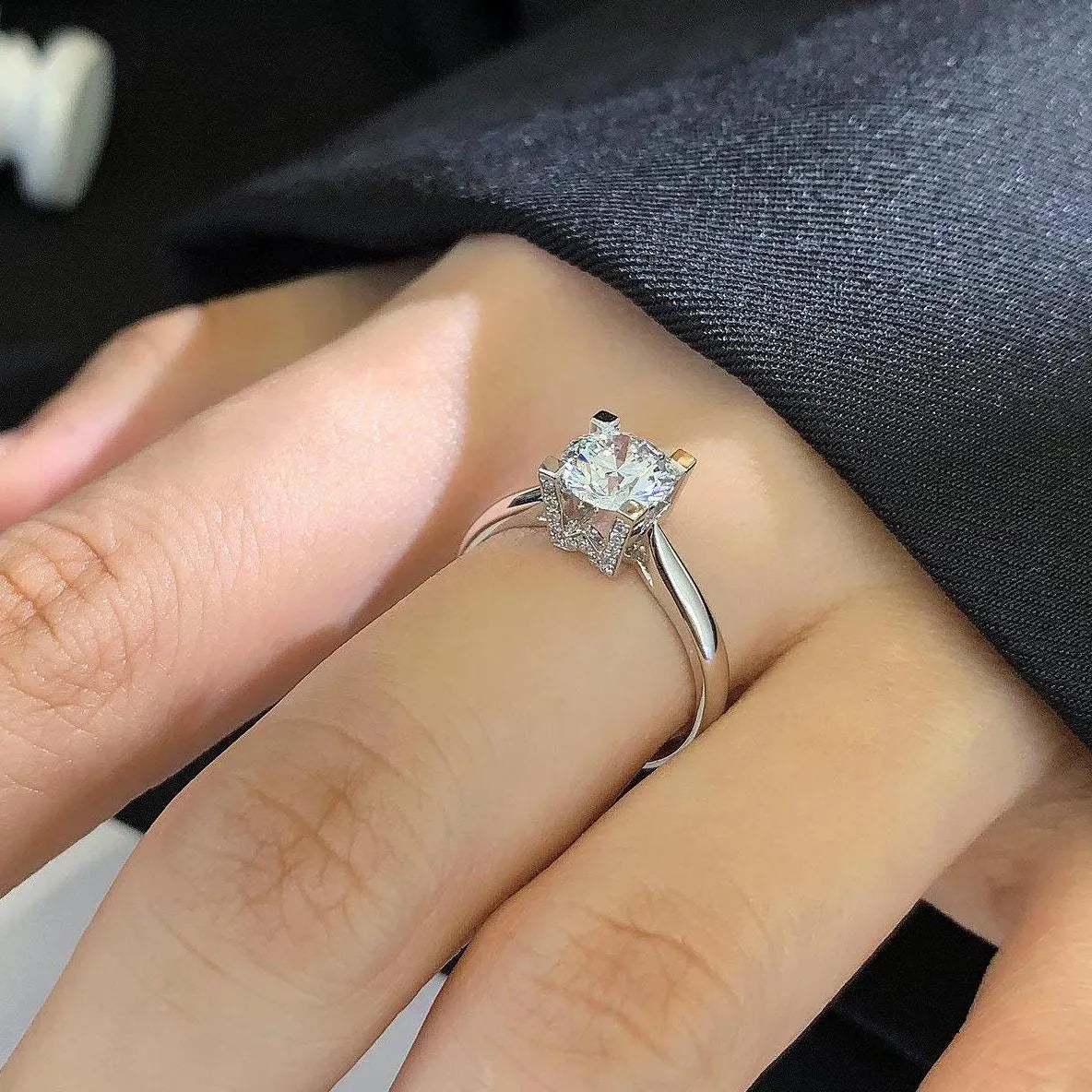 1.10tcw Round Lab Grown Diamond Pavé Solitaire Ring | 1ct Center | IGI Certified | Custom Gold