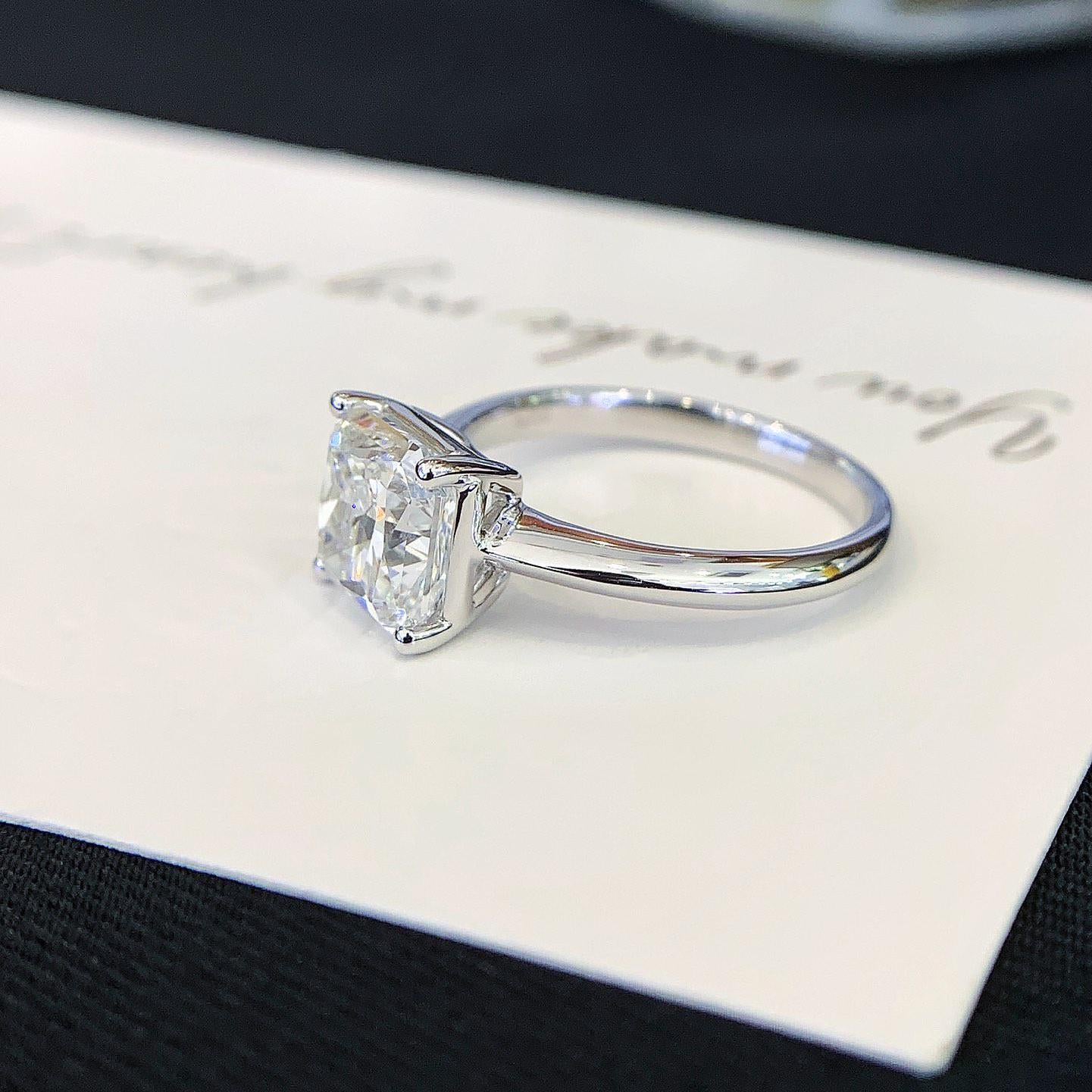 3.00ct Square Radiant Lab Grown Diamond Engagement Ring | Basket Pavé | IGI Certified