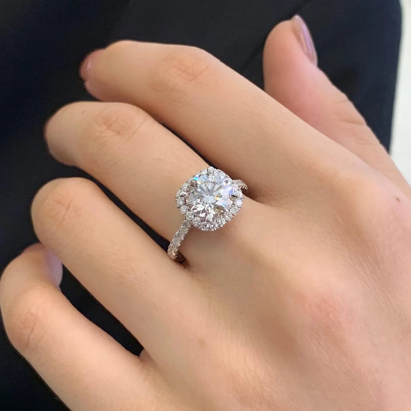 2.70tcw Round Lab Grown Diamond Halo Cathedral Engagement Ring | IGI Certified | DEF VVS–VS Clarity