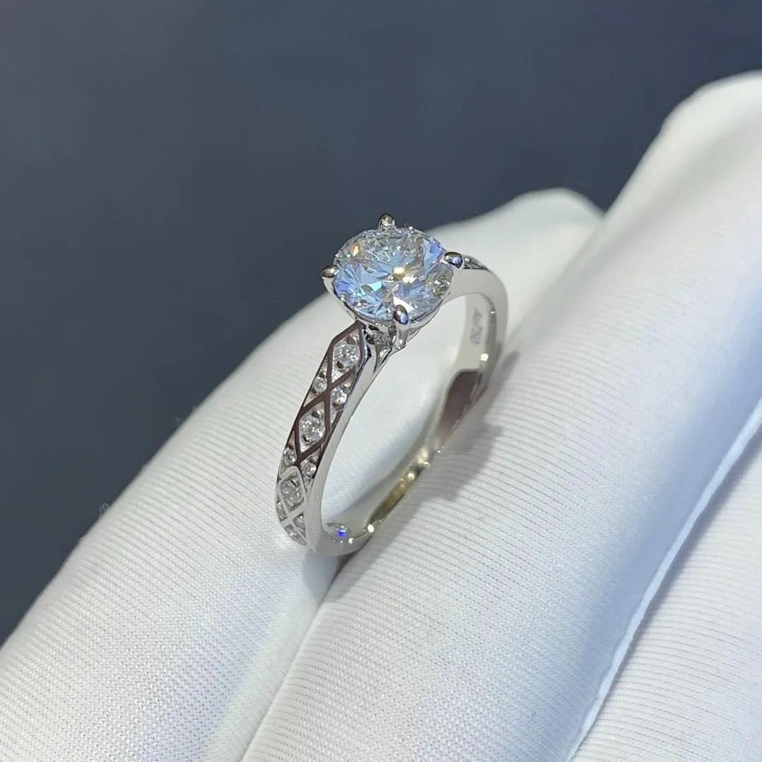 Round 1.20tcw Lab Diamond Cathedral Shank Ring | IGI Certified