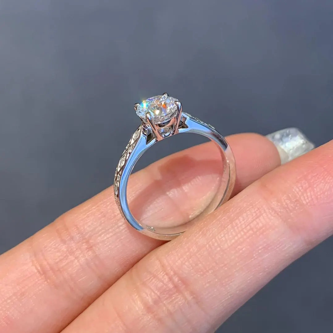 Round 1.20tcw Lab Diamond Cathedral Shank Ring | IGI Certified