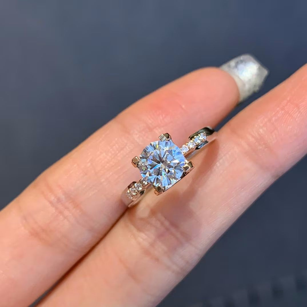 1.10tcw Round Diamond Ring | Two-Tone Engagement Ring | Ethical Lab Diamond