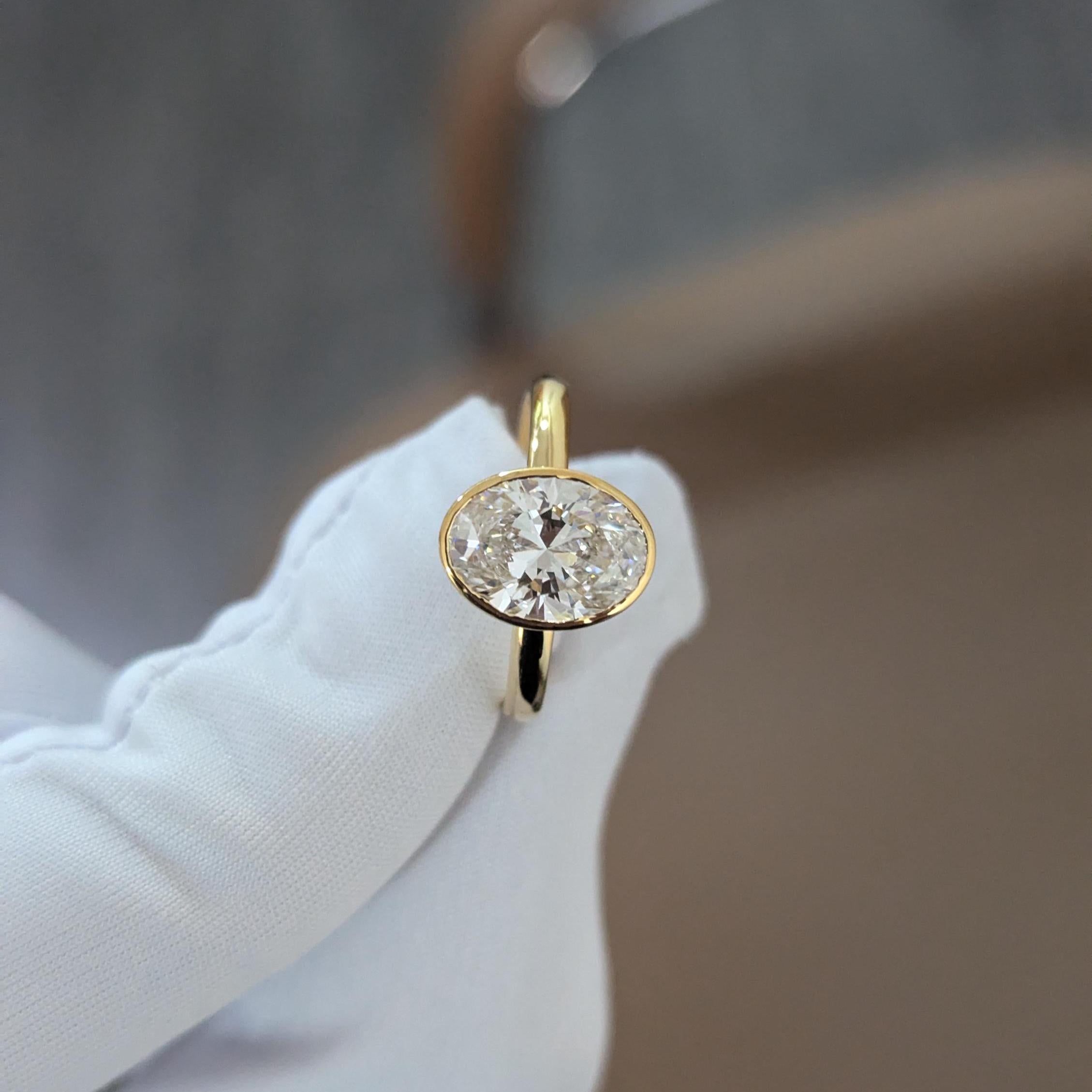 Oval 2.00ct Lab Diamond Bezel Engagement Ring | IGI Certified | DEF VVS–VS | Eco-Friendly Gold