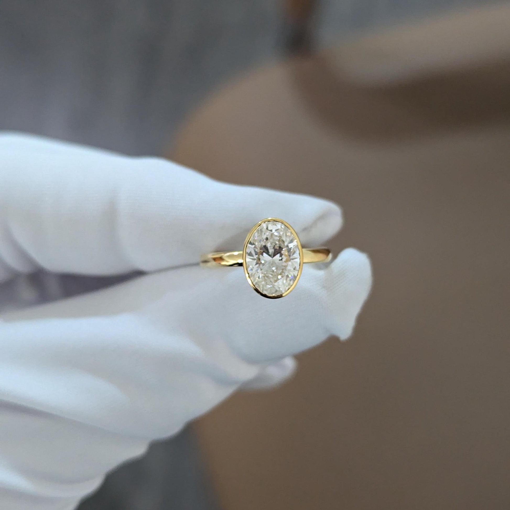 Oval 2.00ct Lab Diamond Bezel Engagement Ring | IGI Certified | DEF VVS–VS | Eco-Friendly Gold