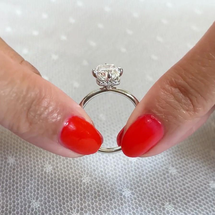 2.65ct Cushion Lab Diamond Engagement Ring | Hidden Halo | IGI Certified | Gold & Platinum