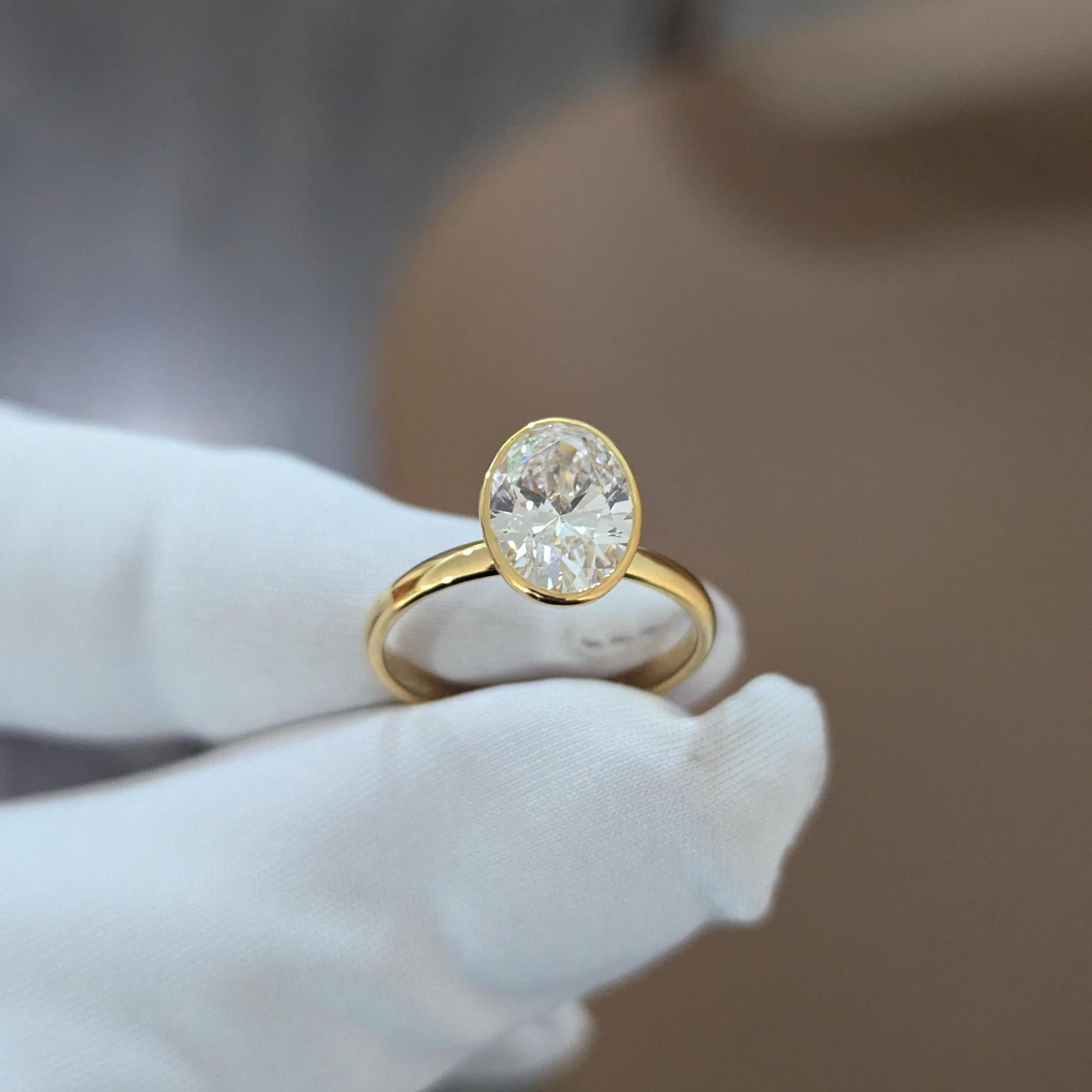 Oval 2.00ct Lab Diamond Bezel Engagement Ring | IGI Certified | DEF VVS–VS | Eco-Friendly Gold