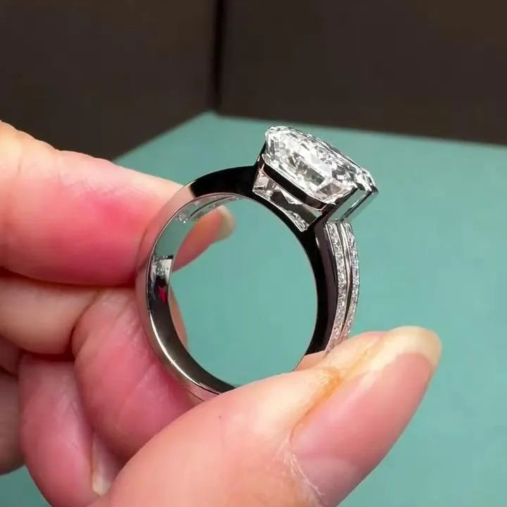 Emerald 8.00tcw Lab Diamond Ring | Baguette Double Band | Channel Set | IGI Certified