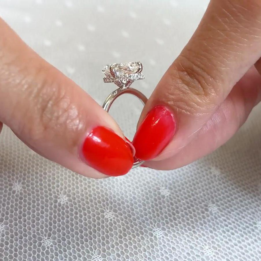 2.65ct Cushion Lab Diamond Engagement Ring | Hidden Halo | IGI Certified | Gold & Platinum