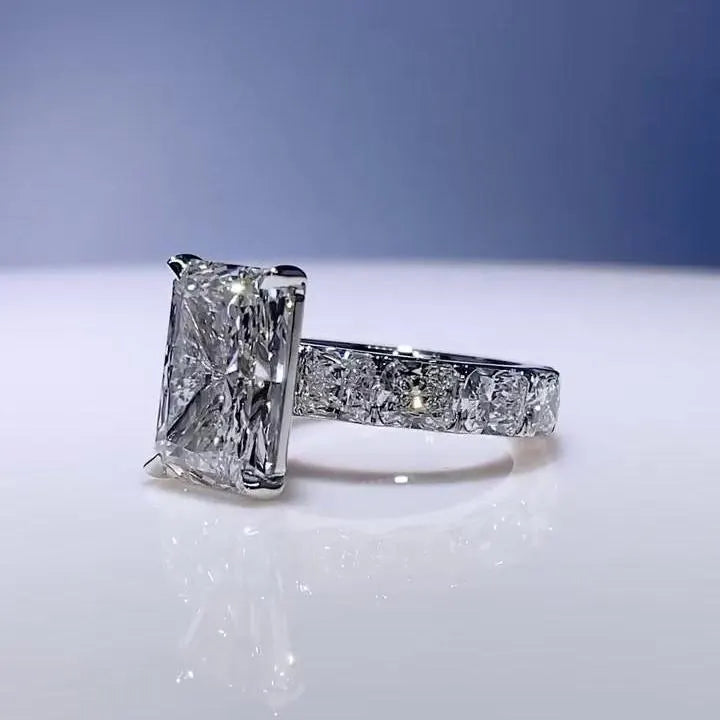 Radiant 7.50tcw Lab Diamond Ring with Elongated Cushion Sides | IGI Certified