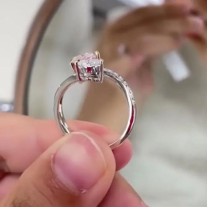 Pink And White Pear 2.80tcw Toi Et Moi Lab Diamond Ring | IGI Certified D-E-F VVS-VS