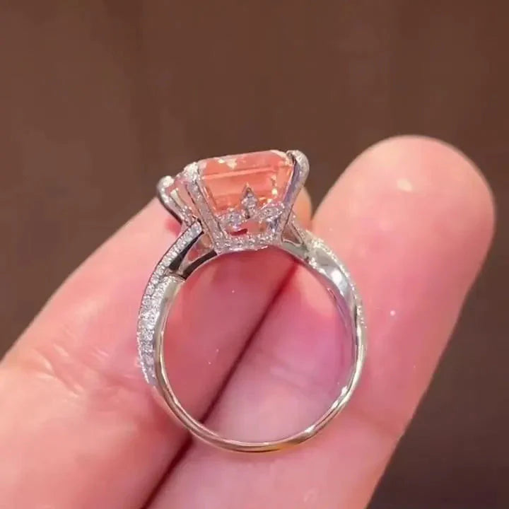 Fancy Pink 5.50ct Emerald Lab Diamond Ring | 0.50ct Side Stones | IGI Certified | 5.50tcw Engagement