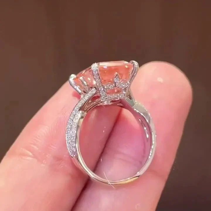 Fancy Pink 5.50ct Emerald Lab Diamond Ring | 0.50ct Side Stones | IGI Certified | 5.50tcw Engagement