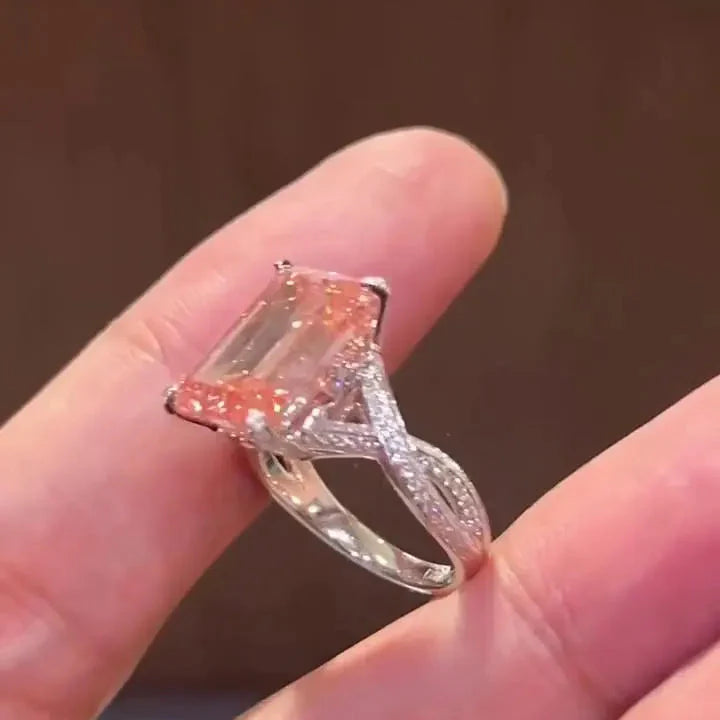 Fancy Pink 5.50ct Emerald Lab Diamond Ring | 0.50ct Side Stones | IGI Certified | 5.50tcw Engagement