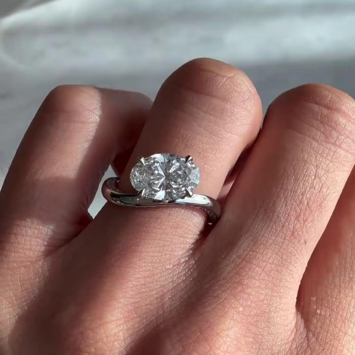 2.40tcw Oval Lab Grown Diamond  | Soft Curves with Hidden Spark Side Stones Engagement Ring | IGI Certified