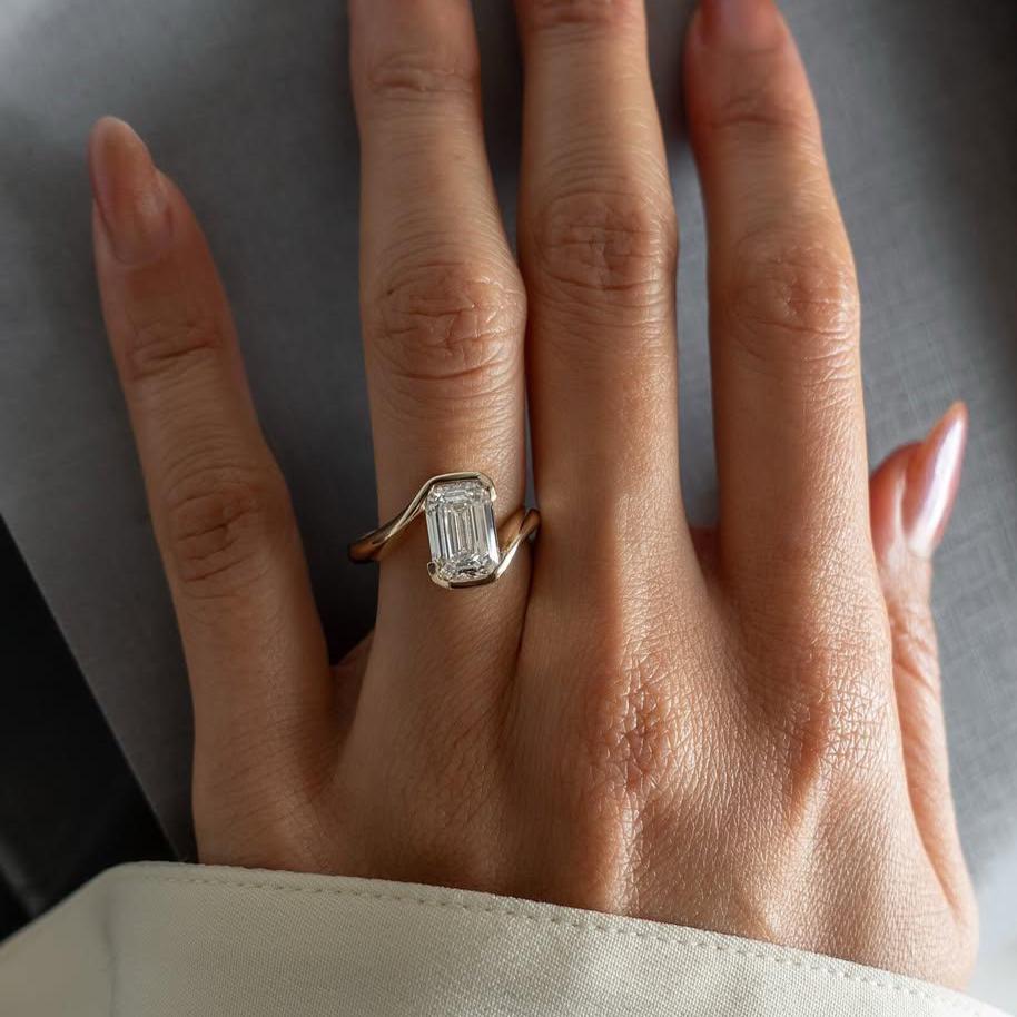 Emerald Cut 5.00ct Lab Grown Diamond Engagement Ring | Signature Rapture Bypass Design | IGI Certified