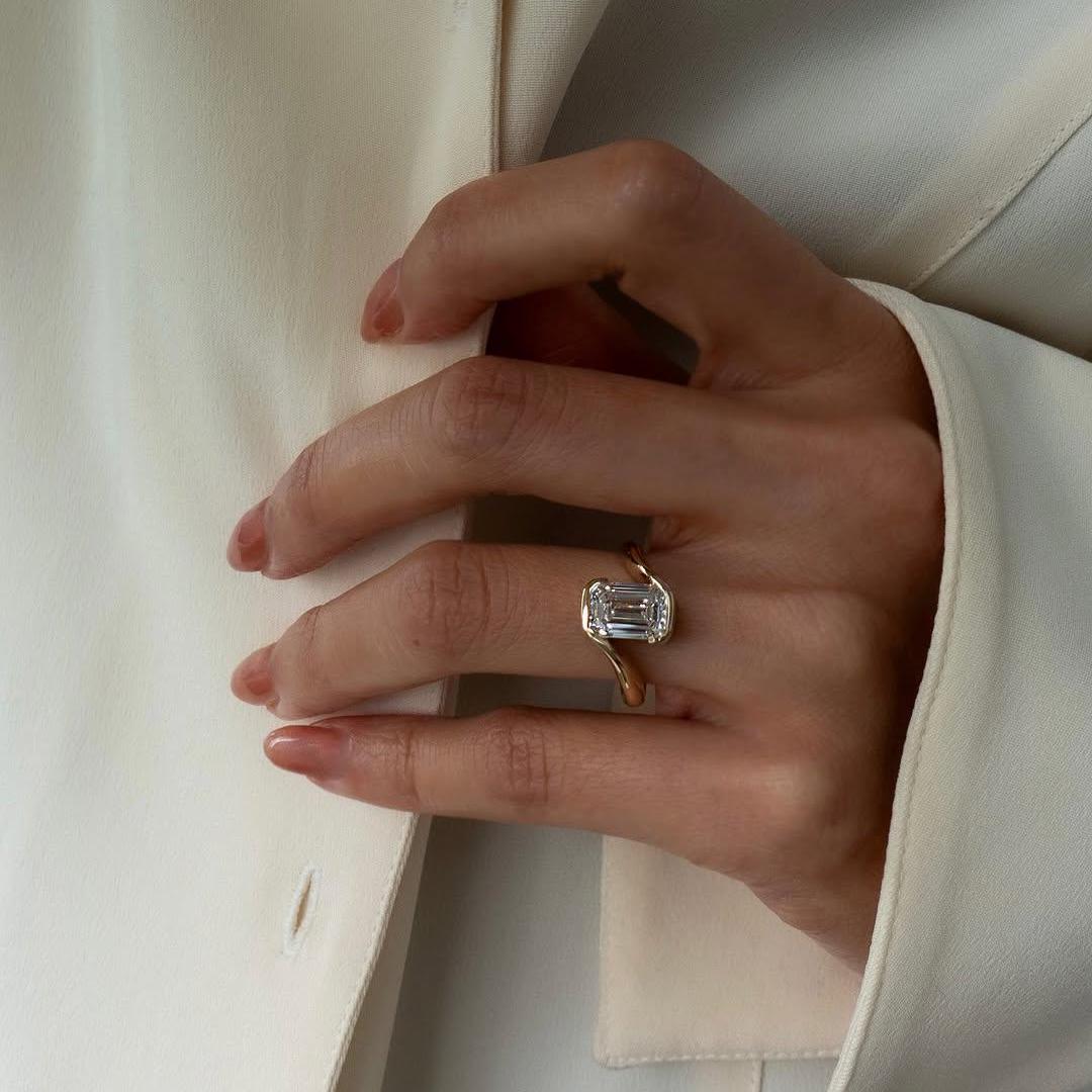 Emerald Cut 5.00ct Lab Grown Diamond Engagement Ring | Signature Rapture Bypass Design | IGI Certified