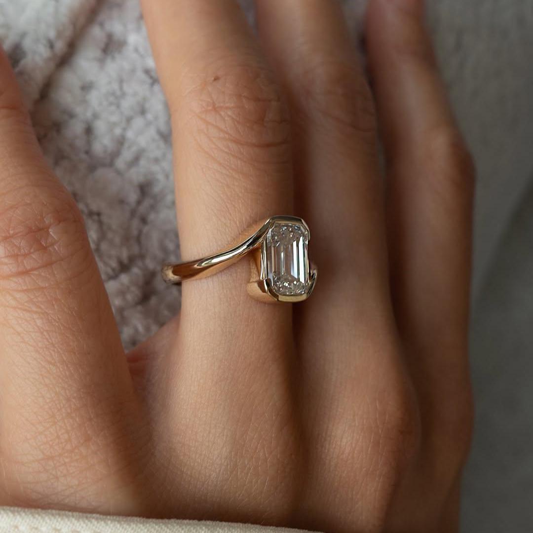 Emerald Cut 5.00ct Lab Grown Diamond Engagement Ring | Signature Rapture Bypass Design | IGI Certified