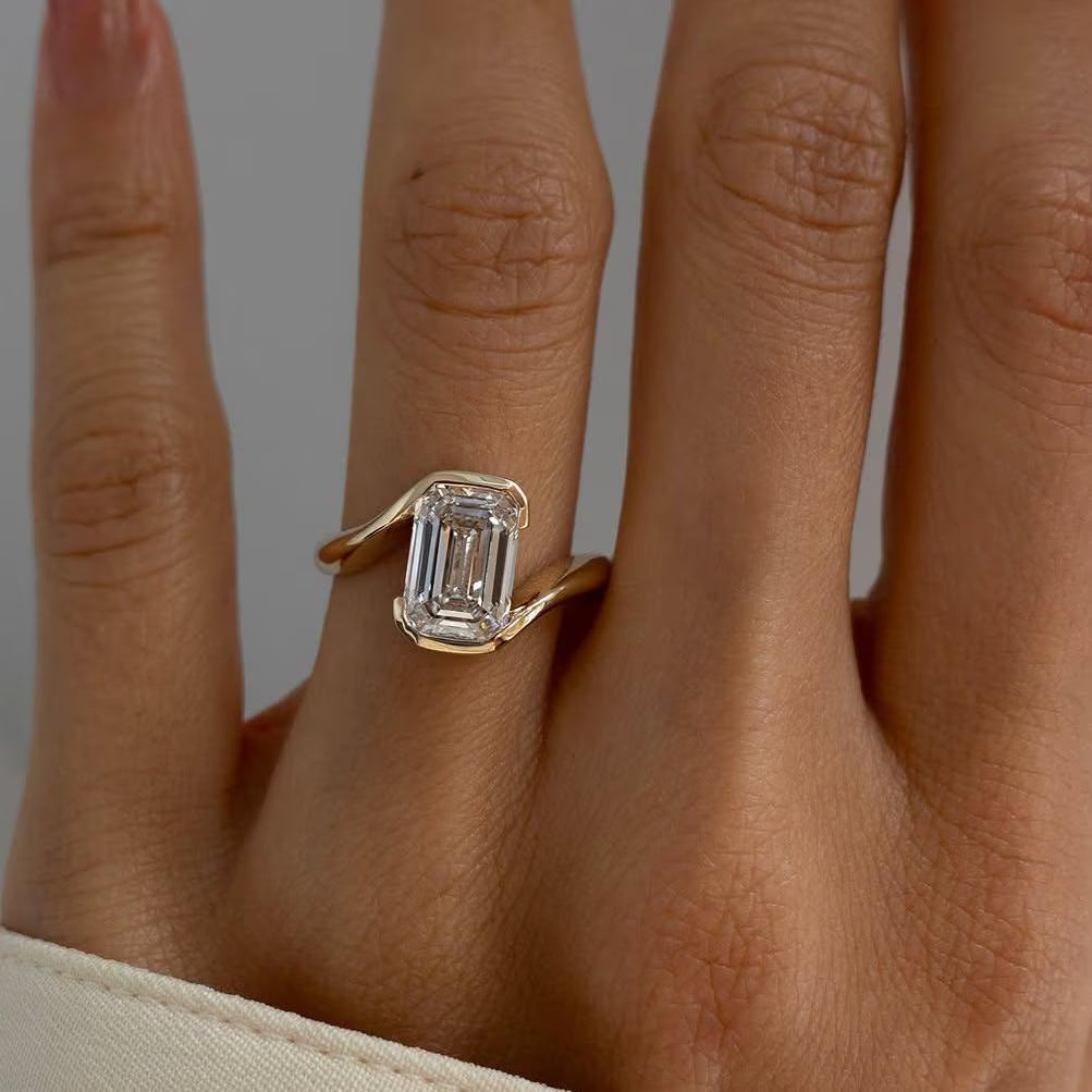 Emerald Cut 5.00ct Lab Grown Diamond Engagement Ring | Signature Rapture Bypass Design | IGI Certified
