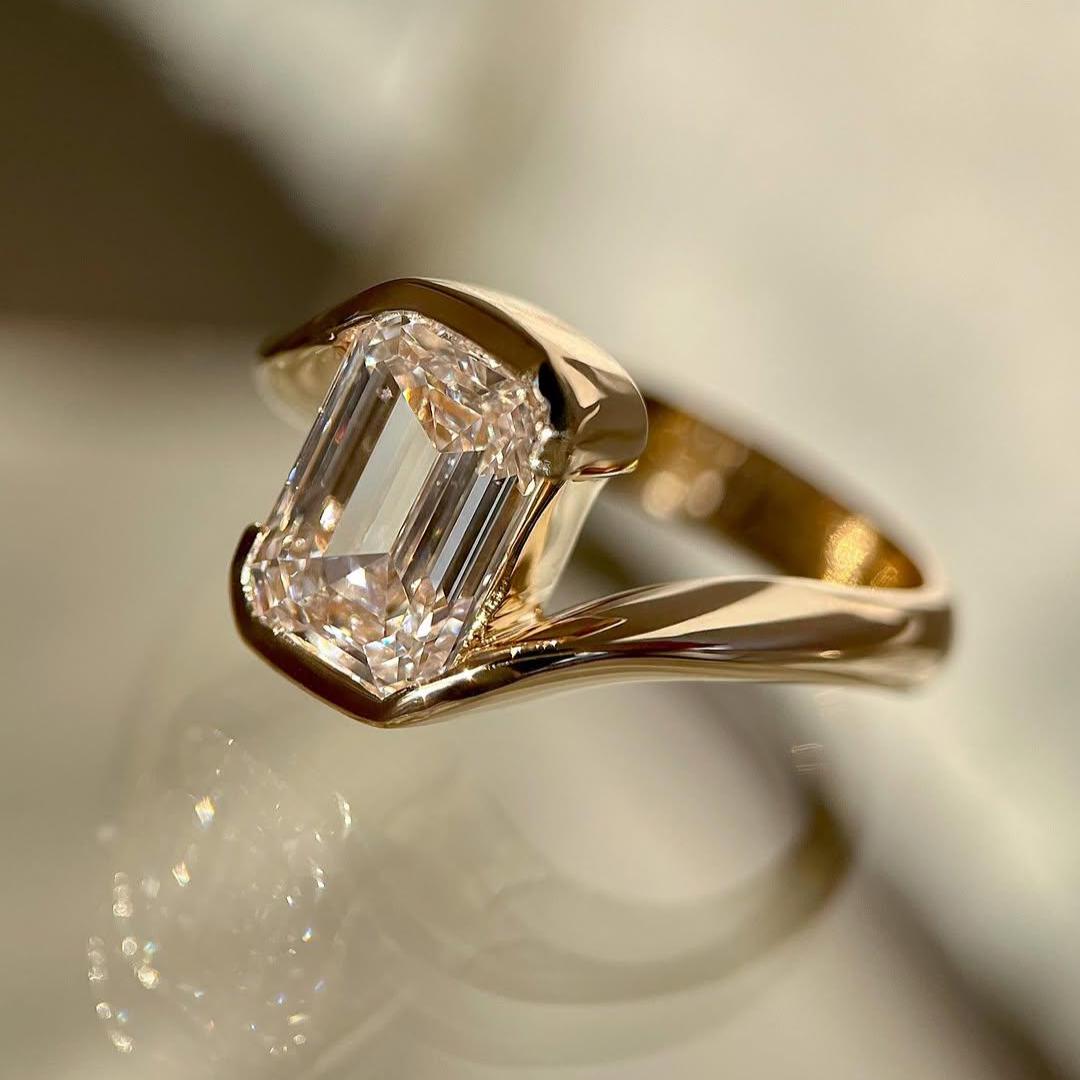 Emerald Cut 5.00ct Lab Grown Diamond Engagement Ring | Signature Rapture Bypass Design | IGI Certified