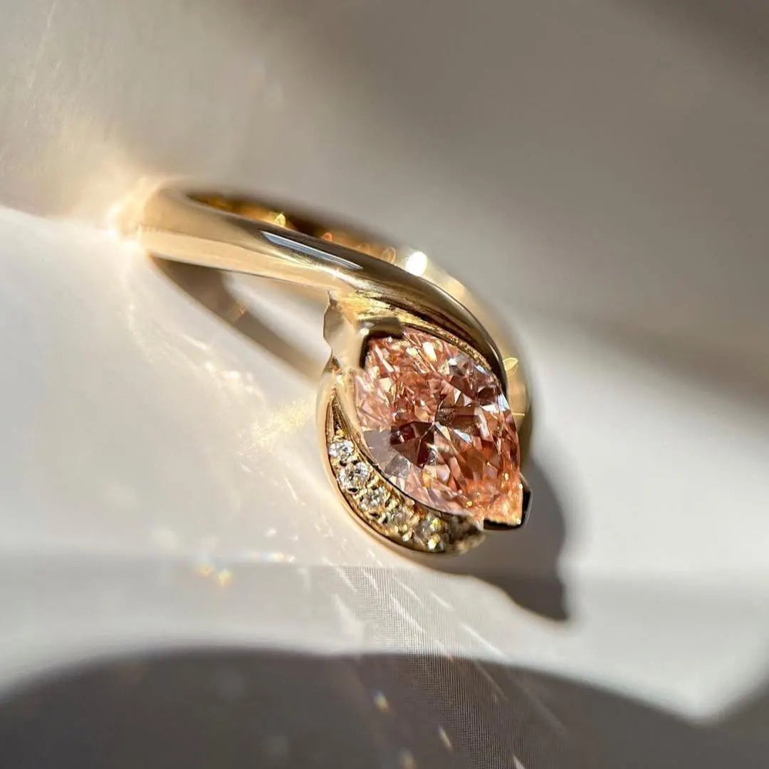 1.60tcw Fancy Pink Marquise Lab Grown Diamond Pavé Ring |  Rapture Engagement Ring