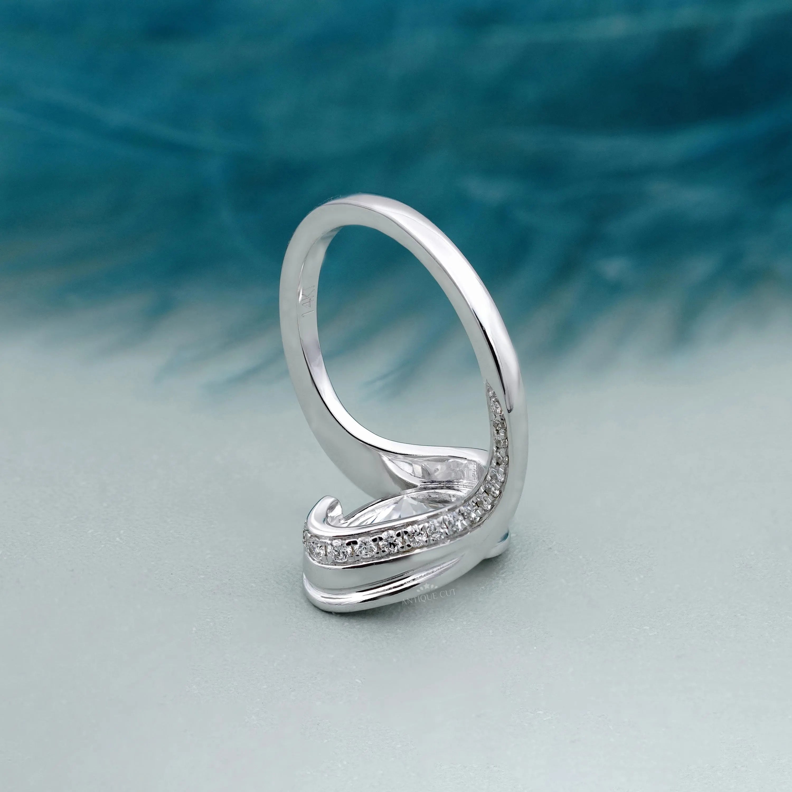 Oval 3.40tcw Lab Grown Diamond Engagement Ring | Twisted Bypass Pavé Design | IGI Certified