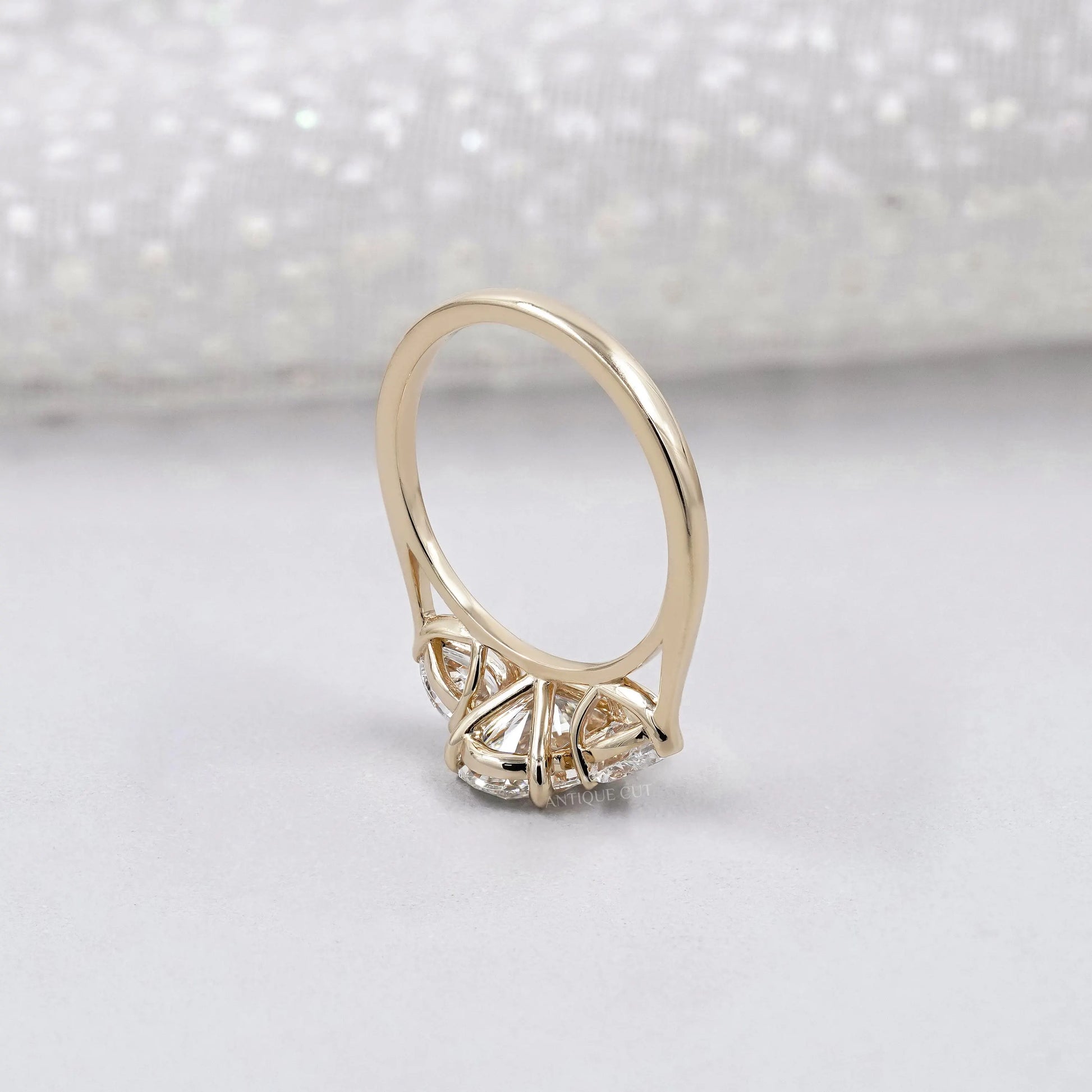 Oval Cut 2.00tcw Lab Grown Diamond Engagement Ring | Three Stone Pear Side Design | IGI Certified