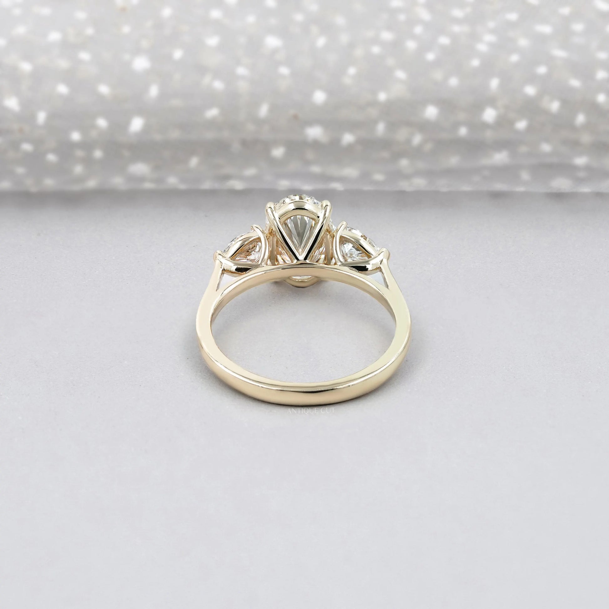 Oval Cut 2.00tcw Lab Grown Diamond Engagement Ring | Three Stone Pear Side Design | IGI Certified