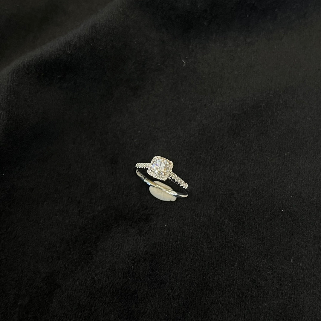 Round 1.20tcw Lab Diamond Halo Cathedral Pave Ring | IGI Certified D-E-F VVS–VS | Ethical Engagement