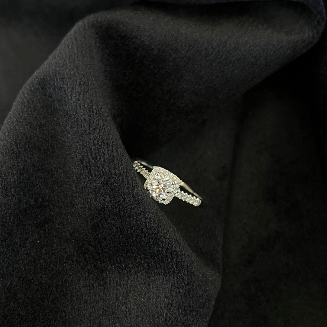 Round 1.20tcw Lab Diamond Halo Cathedral Pave Ring | IGI Certified D-E-F VVS–VS | Ethical Engagement