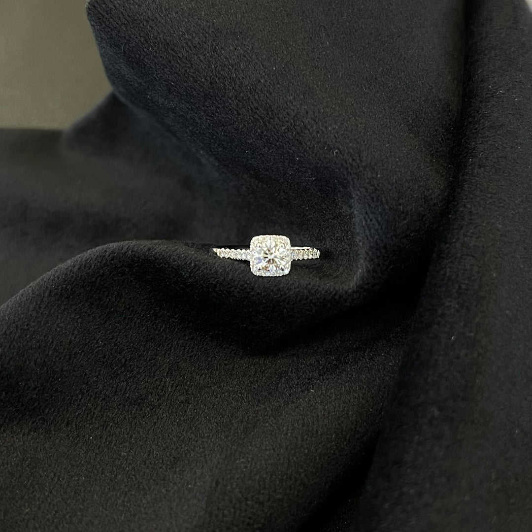 Round 1.20tcw Lab Diamond Halo Cathedral Pave Ring | IGI Certified D-E-F VVS–VS | Ethical Engagement