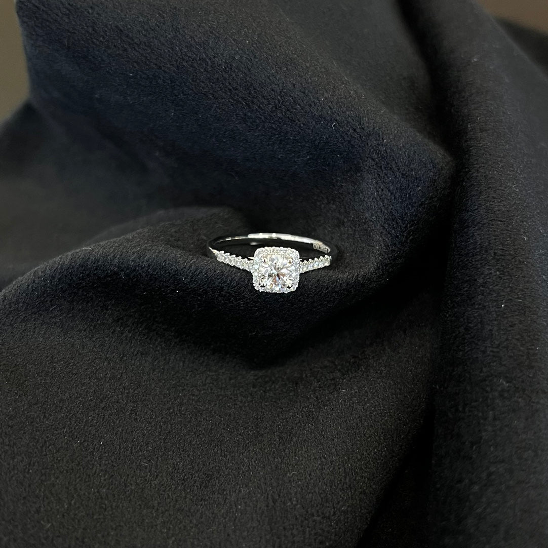 Round 1.20tcw Lab Diamond Halo Cathedral Pave Ring | IGI Certified D-E-F VVS–VS | Ethical Engagement