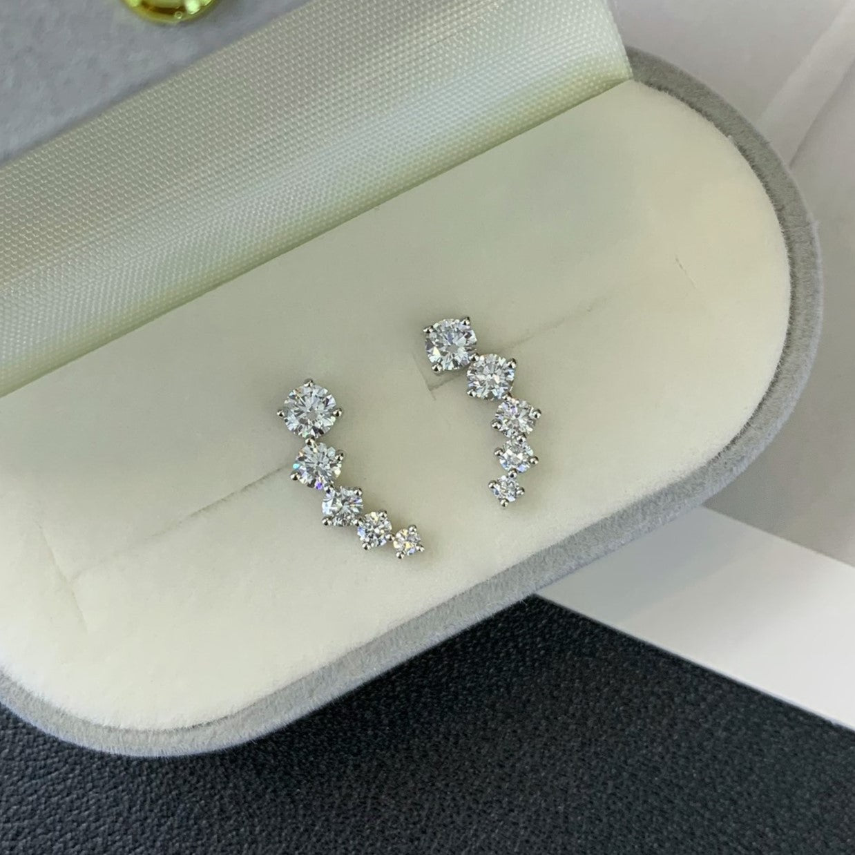 1.20tcw Round Lab Grown Diamond Curve Earring, EF Color, VS Clarity - IGI Certified