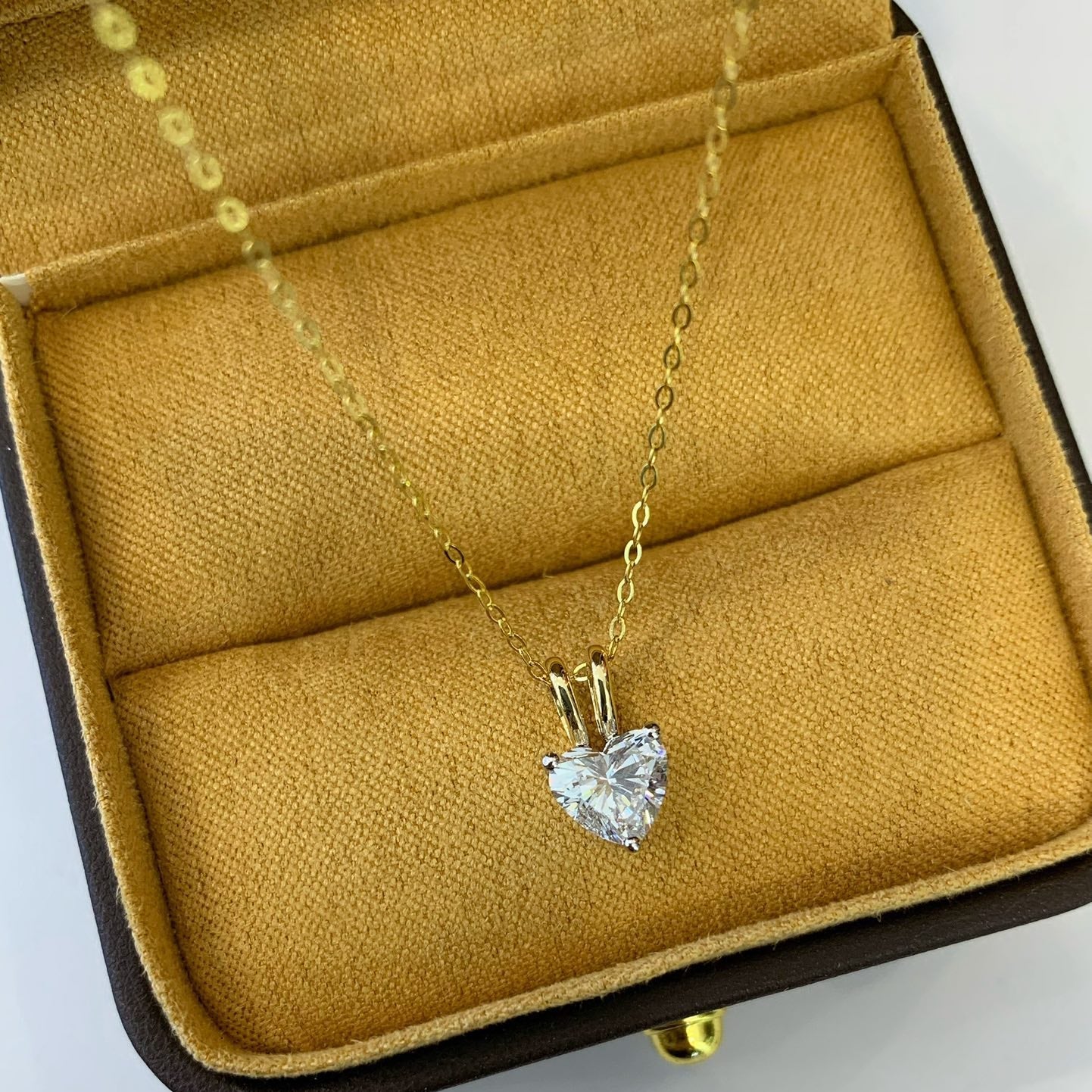 Heart 1.00ct Lab Grown Diamond Two Tone Solitaire Pendant Necklace, D-E-F Color, VVS-VS Clarity - IGI Certified Necklace